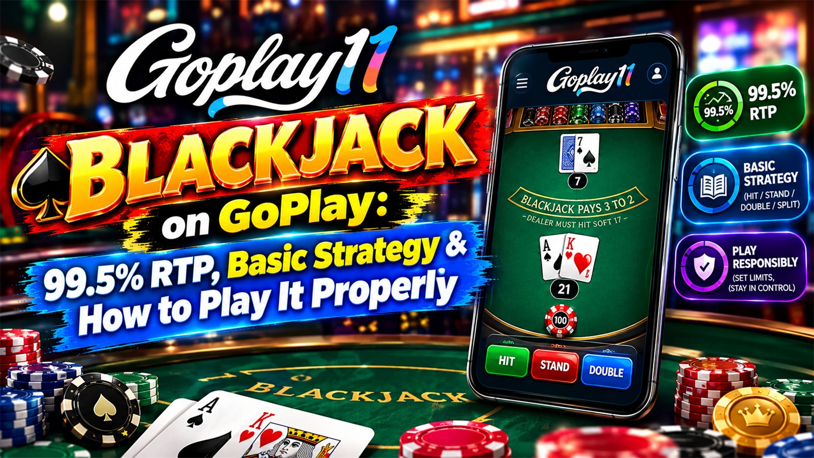 Blackjack basic strategy guide on GoPlay