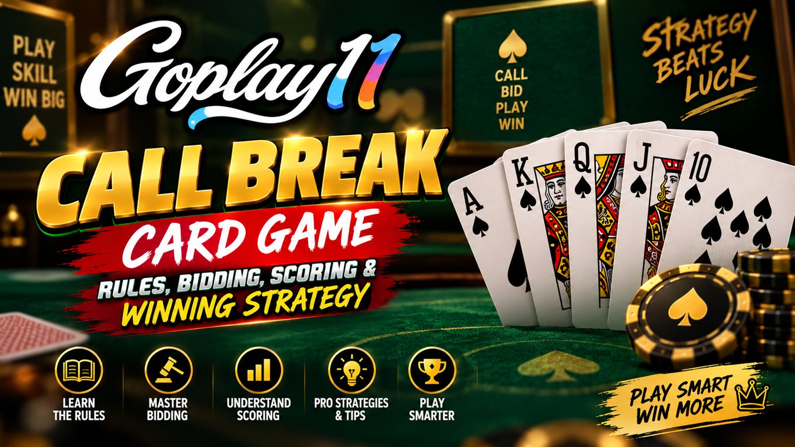 Call Break card game with four hands and spades as trump