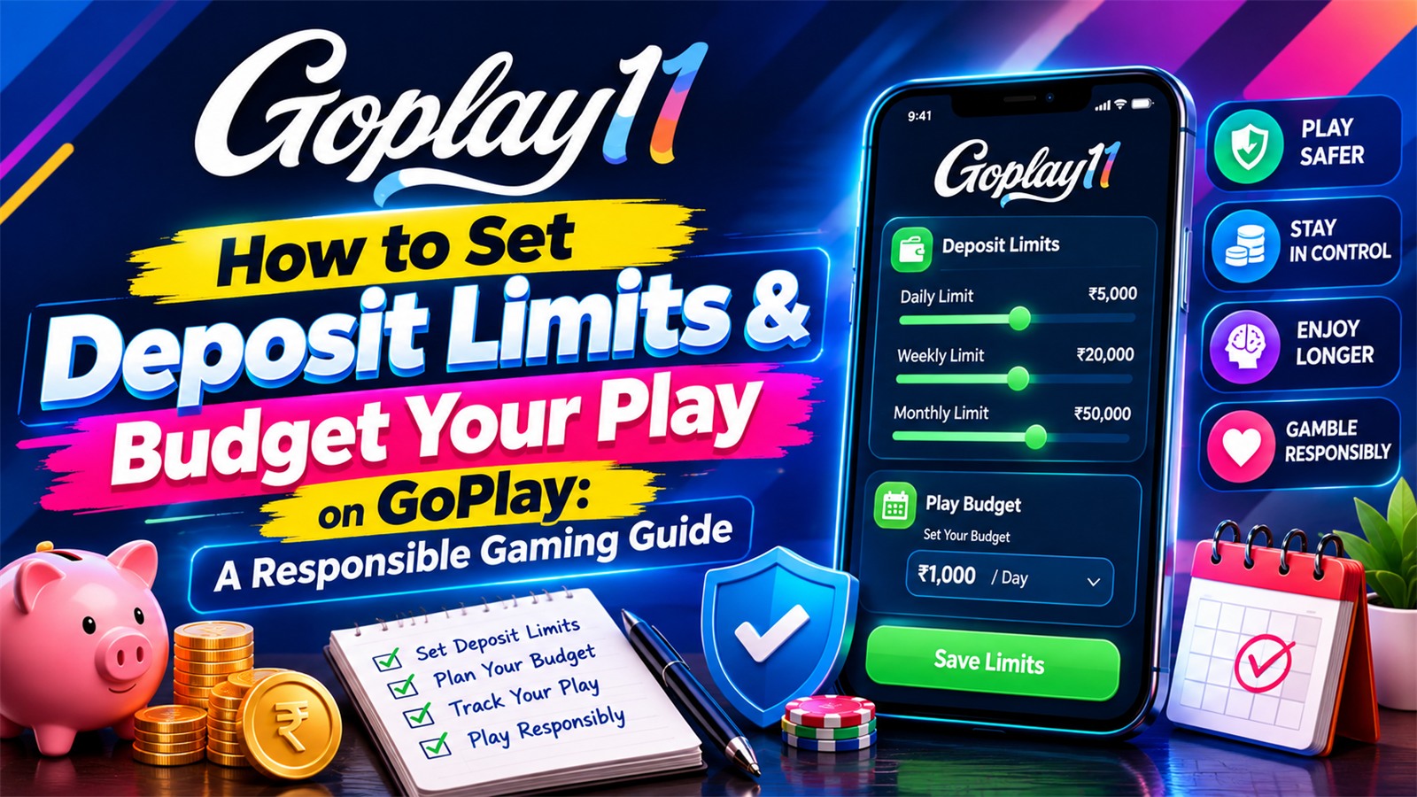 Set deposit limits and a budget before you play on GoPlay