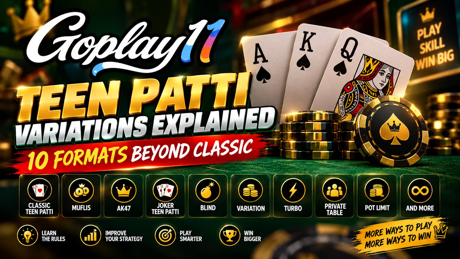 Teen Patti variations with wild cards and three-card hands