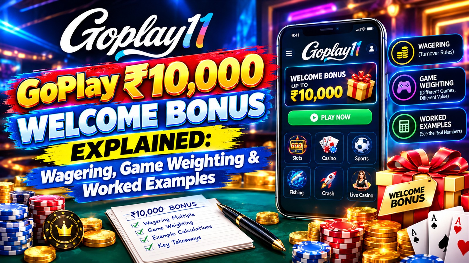 GoPlay welcome bonus wagering explained with worked examples